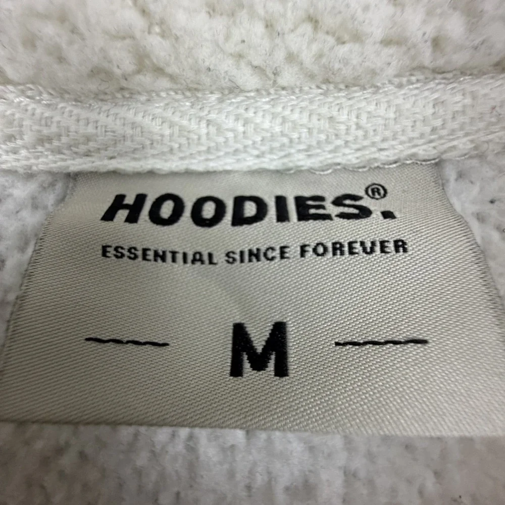 Hoodies Fleece Sherpa Jacket Mens Medium Blue Ivory Mountain Graphic 1/4 Zip